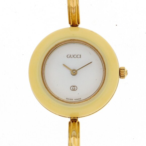 WATCH GUCCI 1100-L Change bezel white Gold Plated QZ - Picture 1 of 7